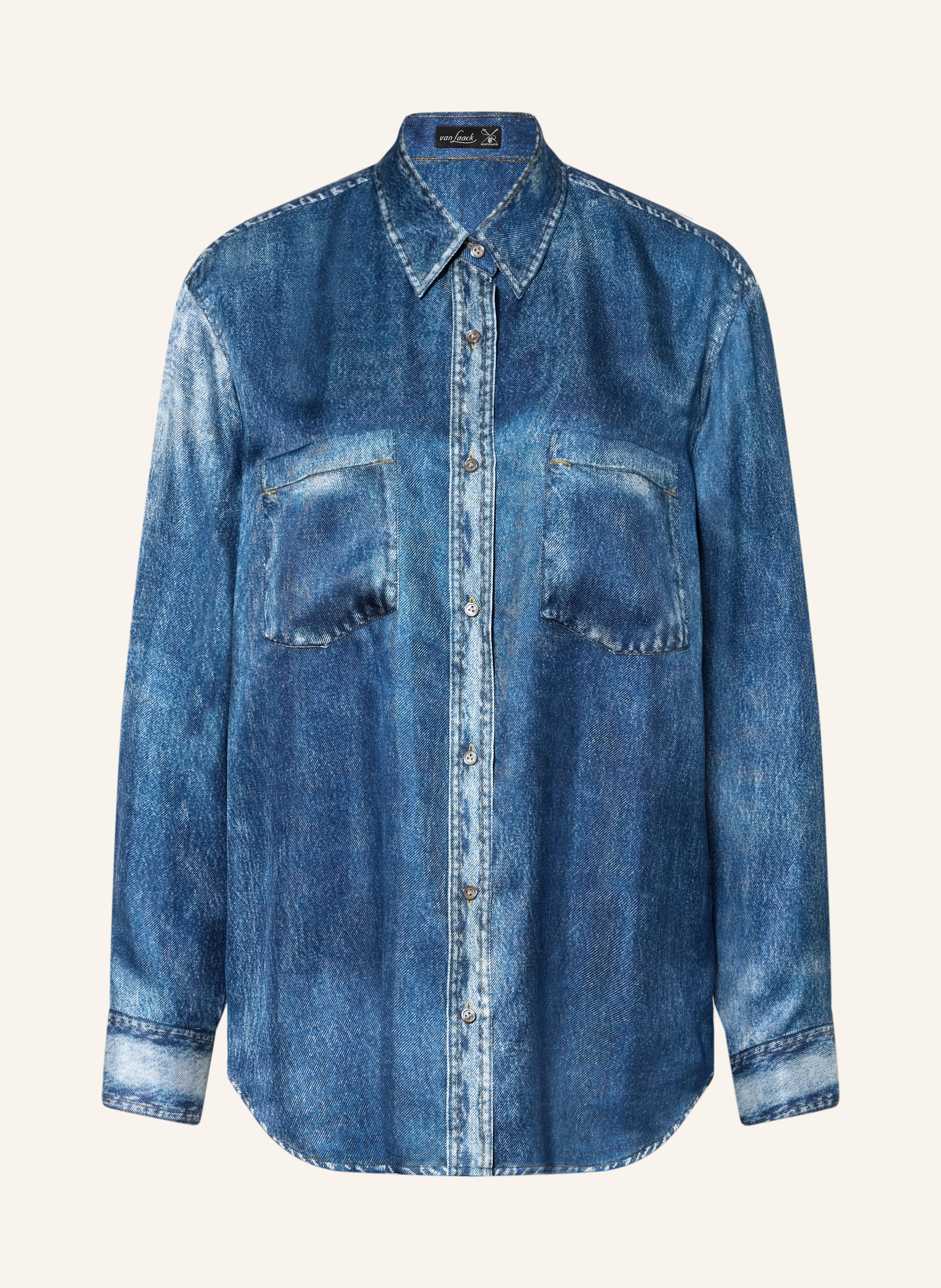 van Laack Hemdbluse VL-CATELYN-XX in Jeansoptik aus Seide