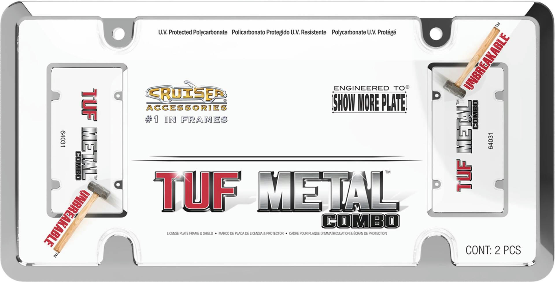 Chrome Tuf Metal License Plate Frame with Clear Shield