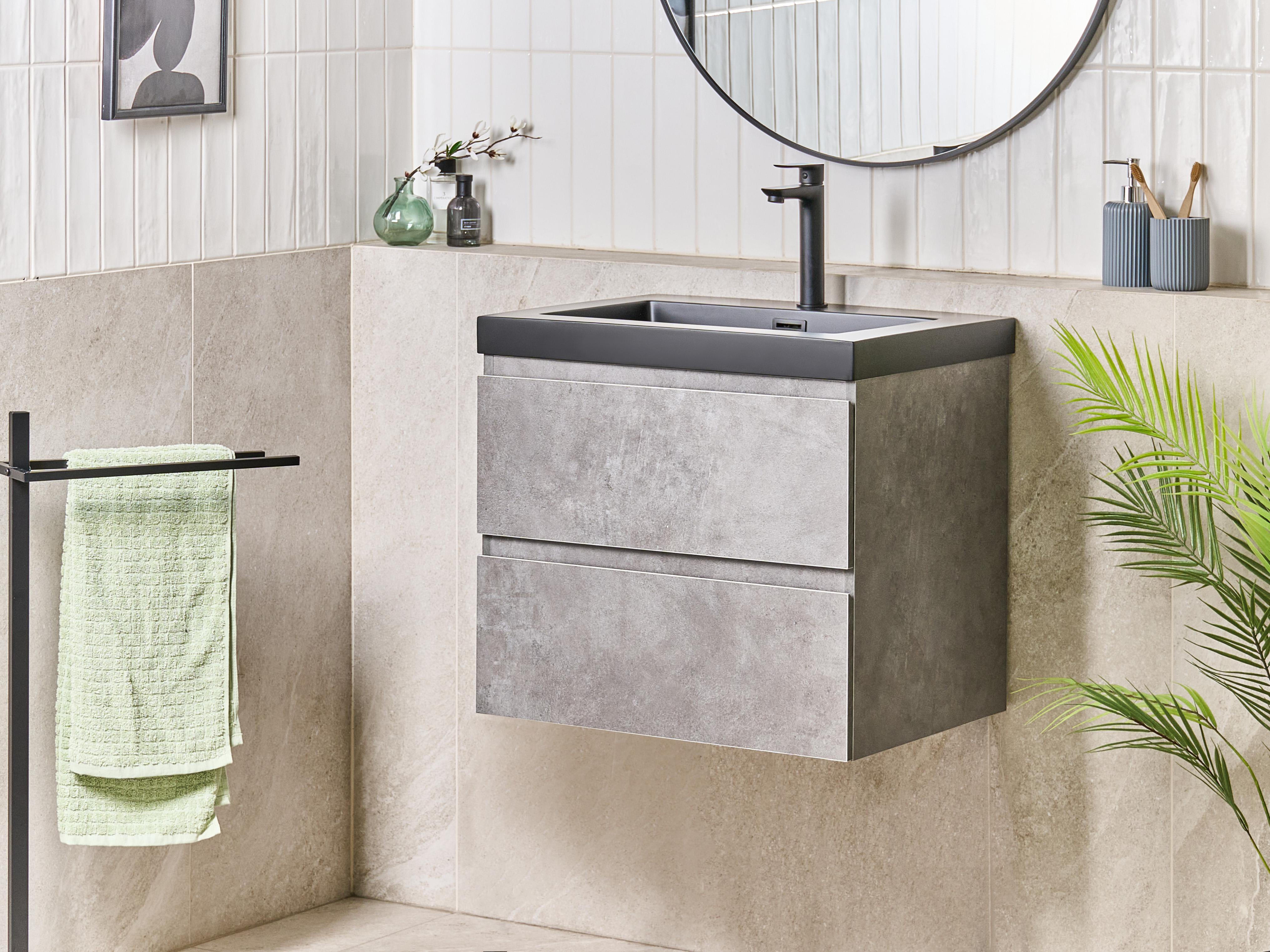 Wall Mounted Vanity Unit with Basin CARDIEL Grey