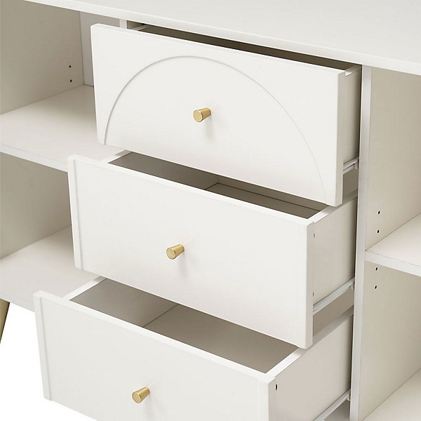 Commode 2 Portes 3 Tiroirs étagère Réglable Blanc Crème Blackcolors