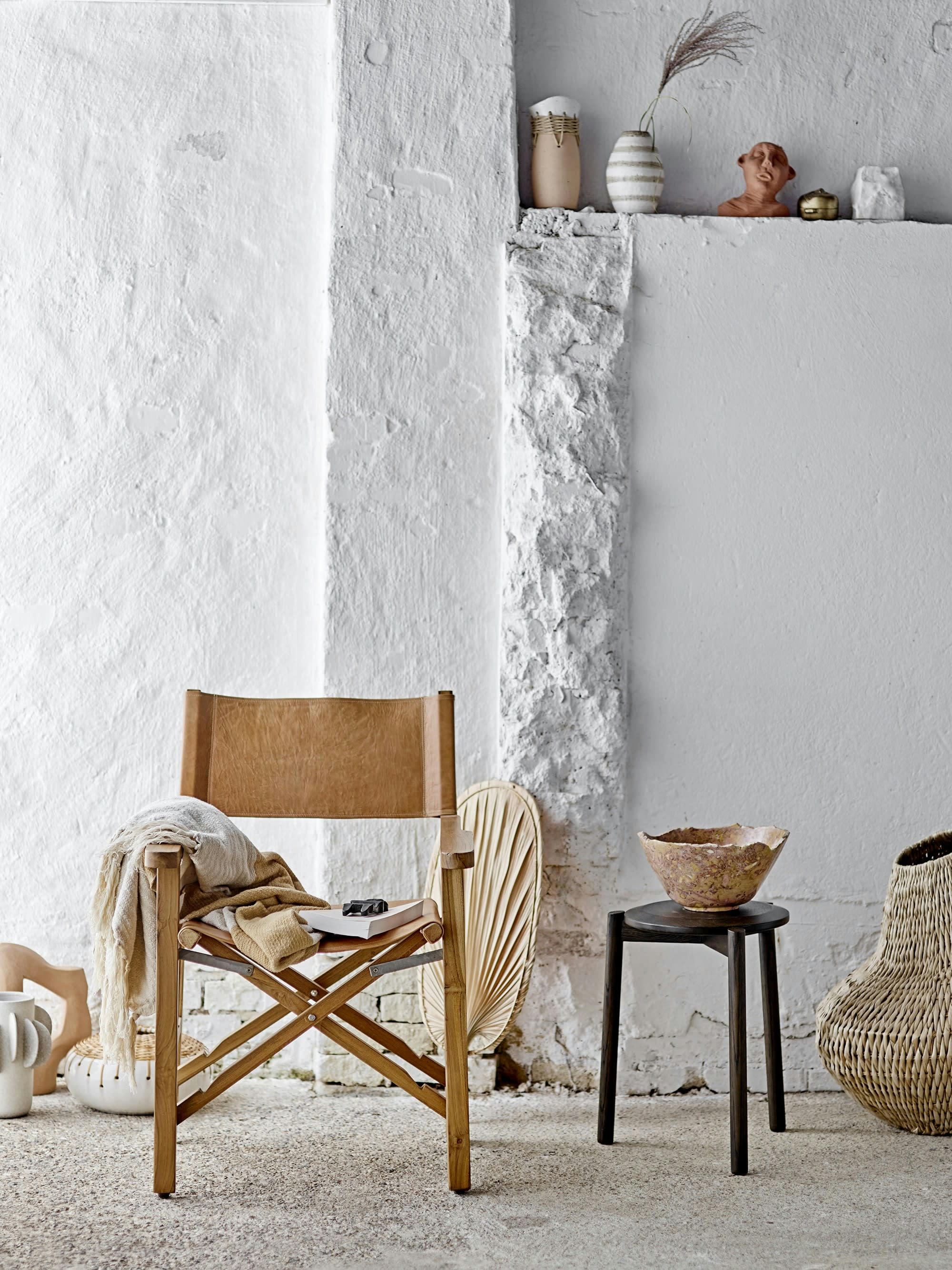 LEVIS - Panier en rotin beige