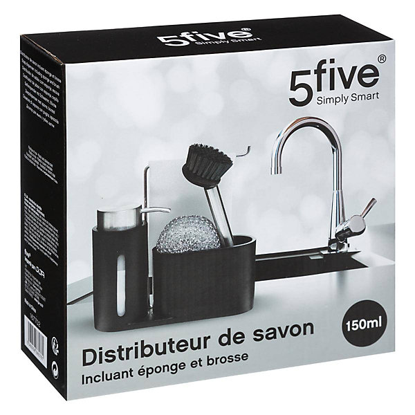 Organiseur évier avec distributeur 150ml Noir - 5Five
