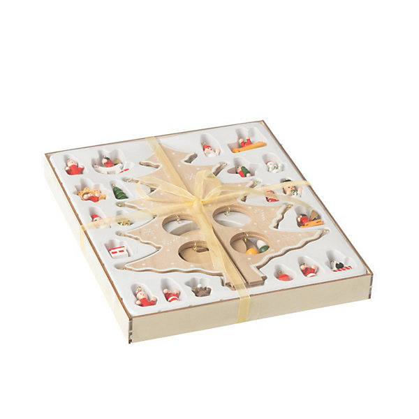 Arbre de Noël pliable en bois multicouleur 29x24x3 cm