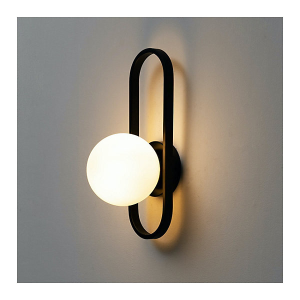 Applique murale vintage noire et verre blanc - Belisto