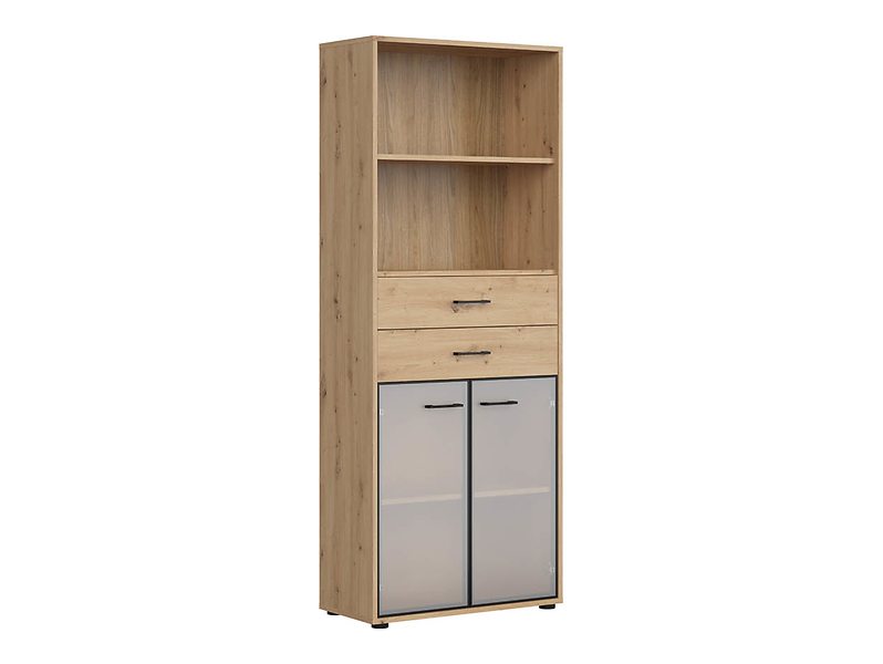 Regał Space Office 80 cm z 2 drzwiami 2 szufladami i 2 półkami dąb artisan