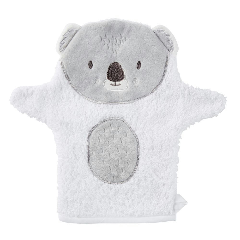 KOALA - Sortie de bain bébé en coton blanc et gris