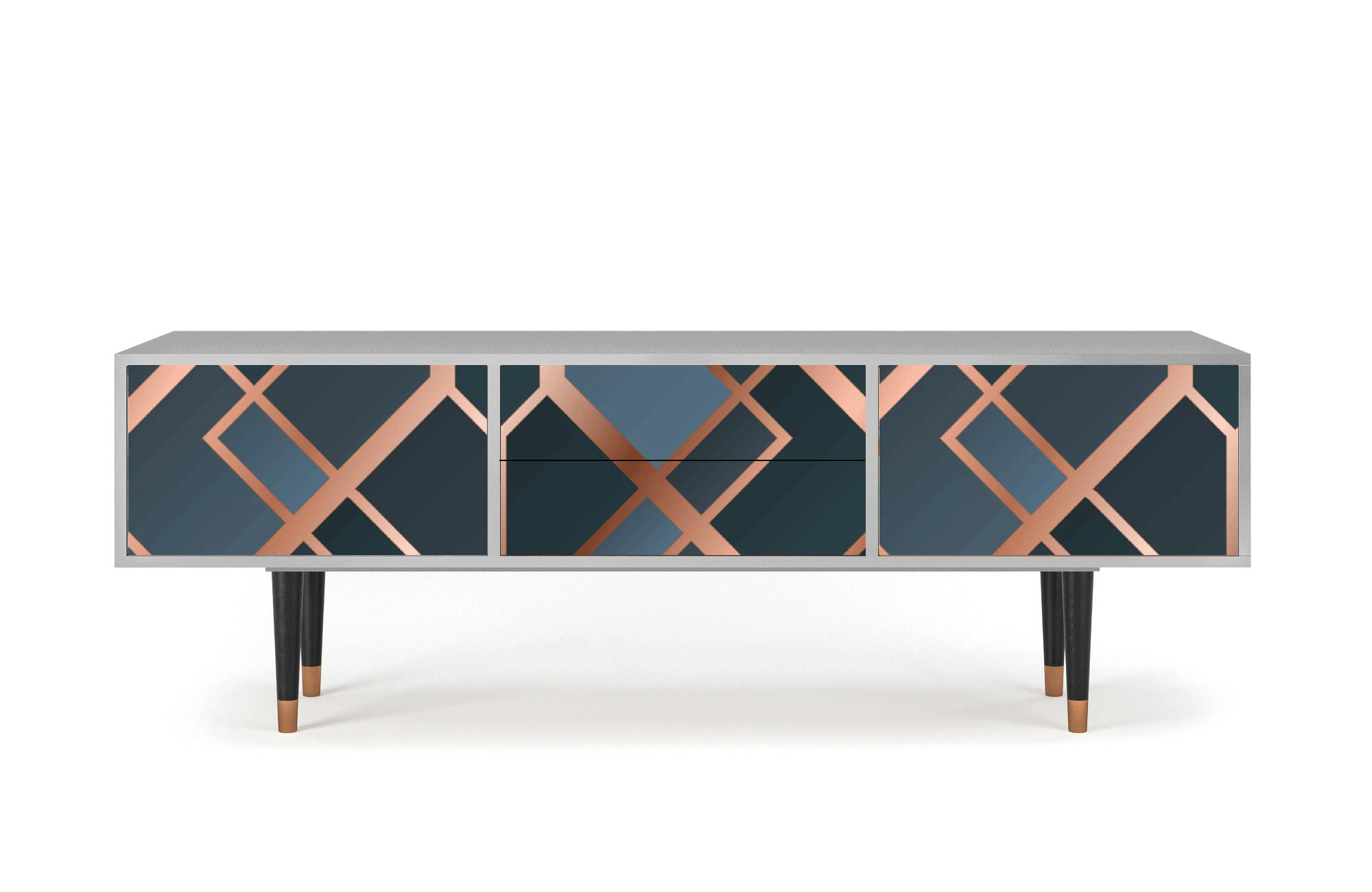 ASHY 1920' - Meuble TV  bleu-vert 2 tiroirs et 2 portes L 170 cm