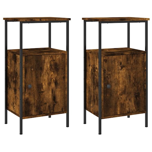NNEVL Bedside Cabinets 2 pcs Smoked Oak 41x31x80 cm Engineered Wood