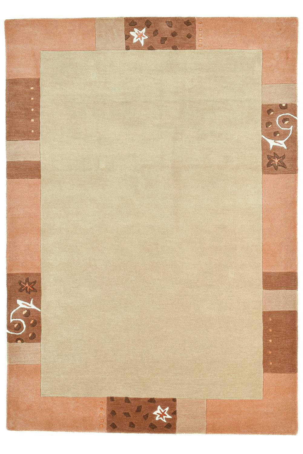 ROYAL GANGES - Tapis gabbeh floral en laine naturelle Miel 90x160 cm