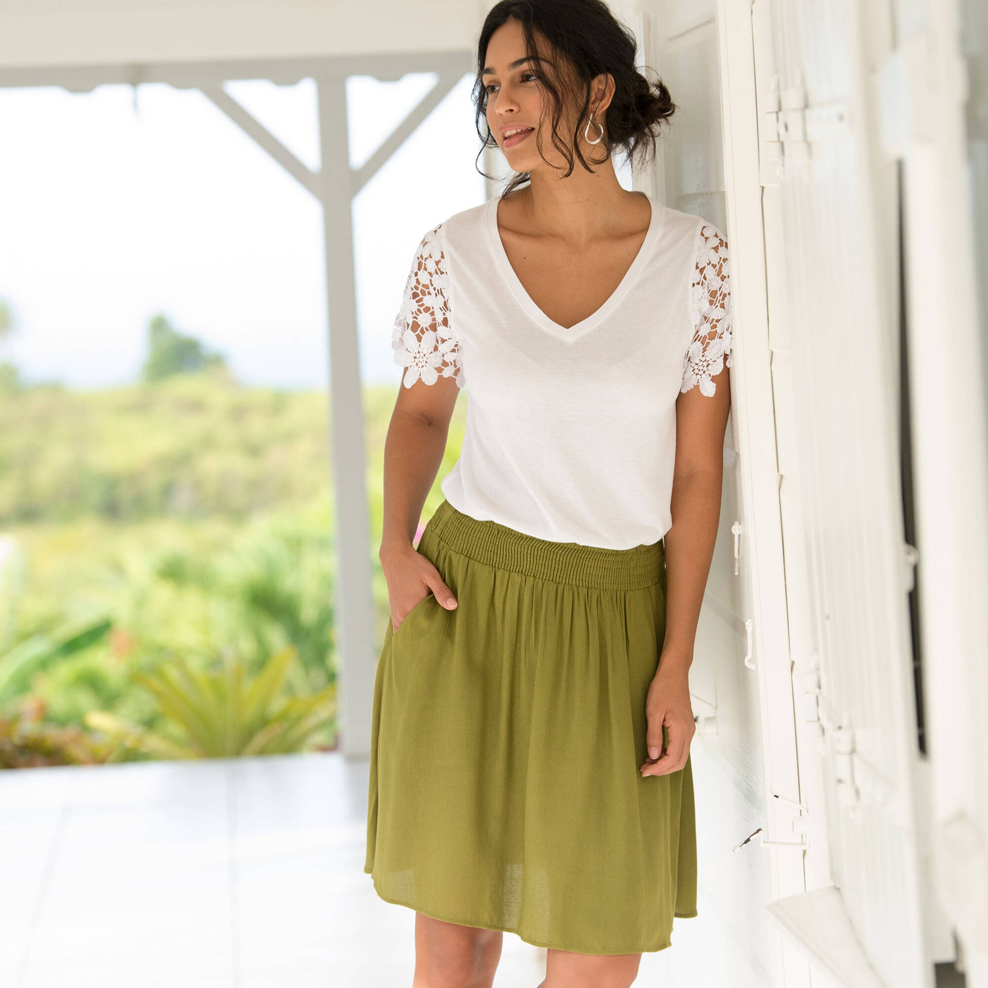 T-shirt manches courtes, macramé