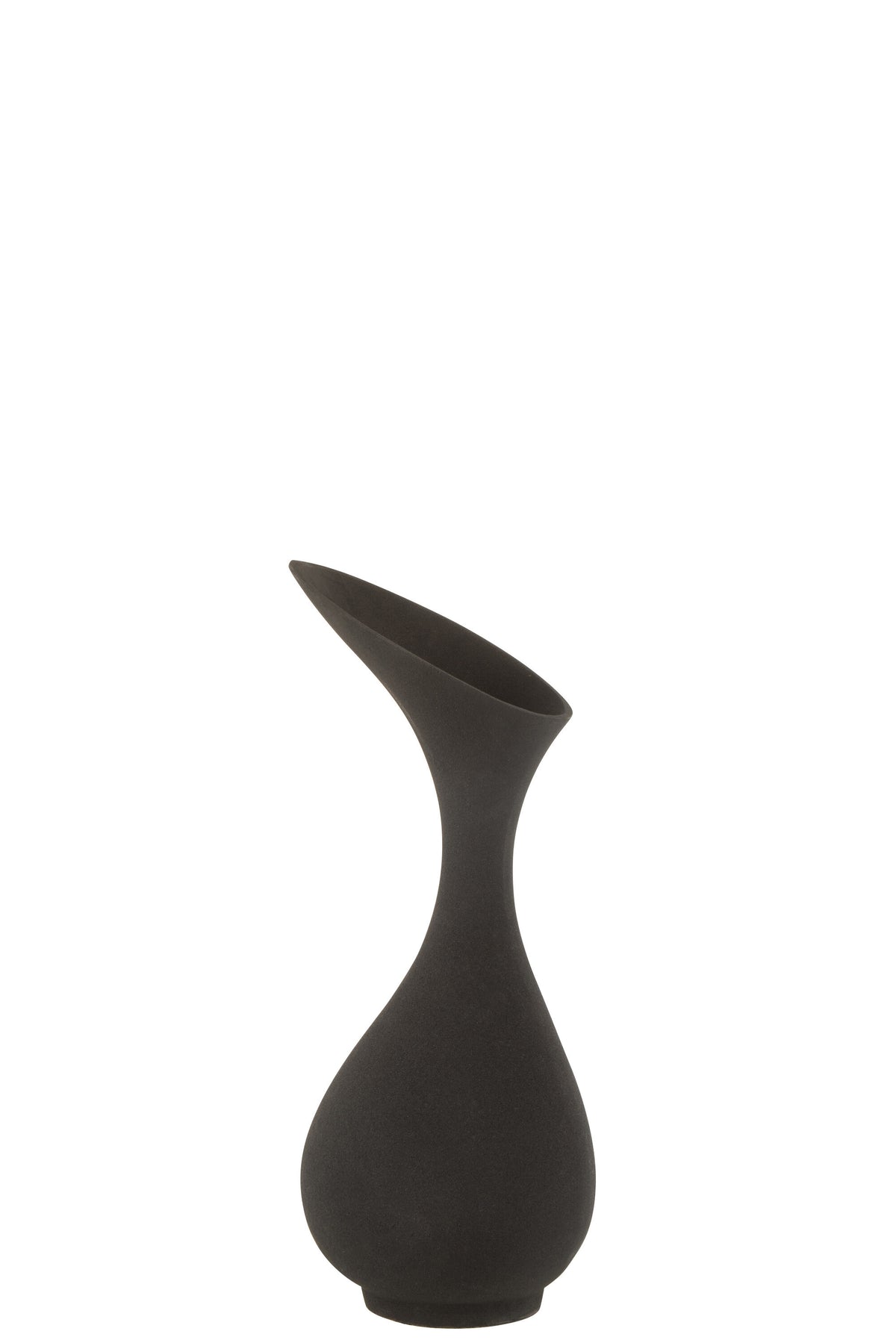 J-Line vaas Olivia Ruw - aluminium - zwart - small - 45 cm hoog
