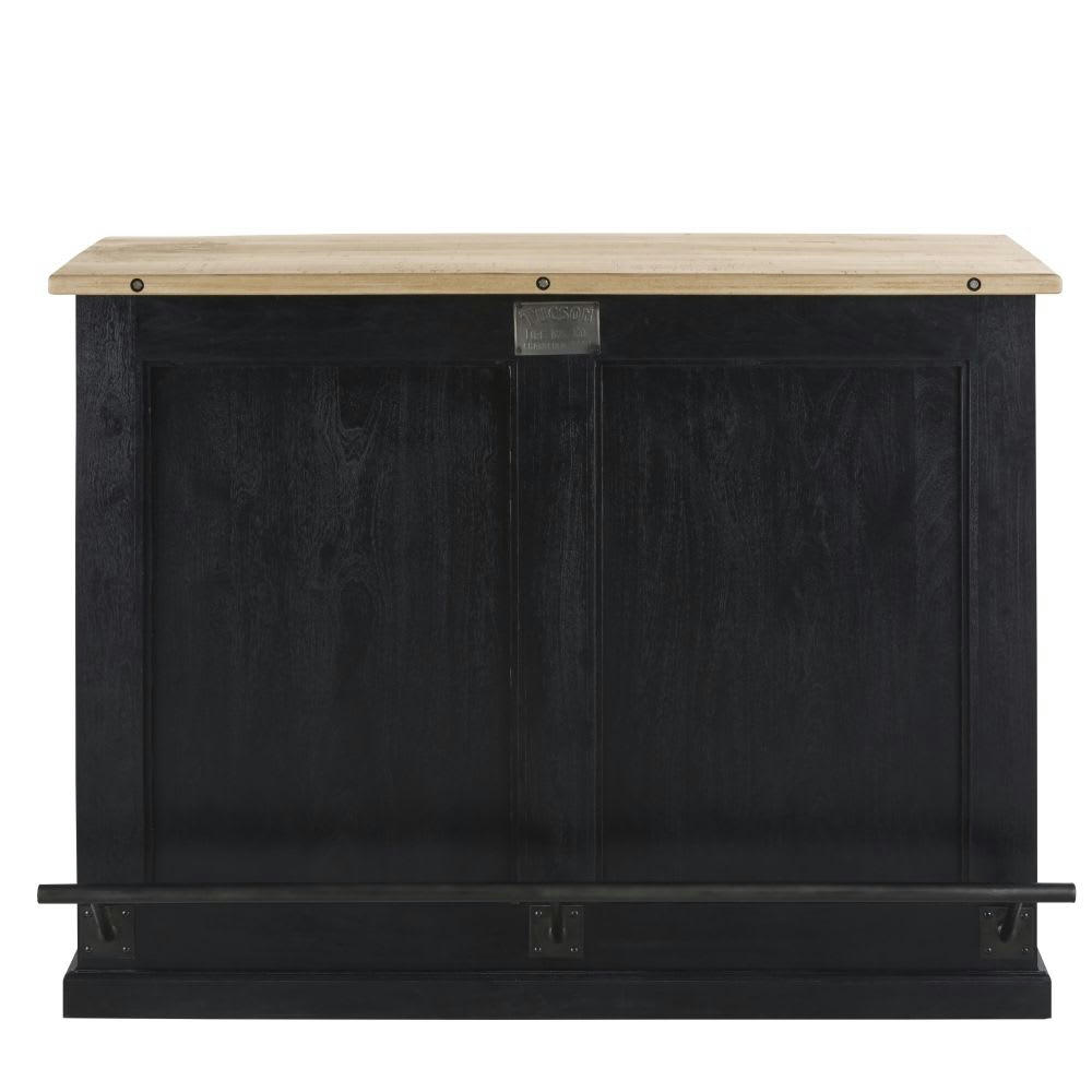 Kansas - Bar industriel avec repose-pieds en métal gris finition patinée et vieillie