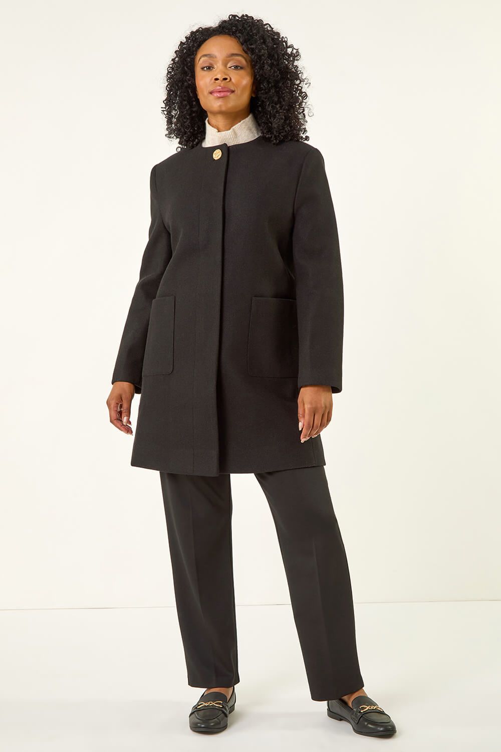 Roman Petite Patch Pocket Buttoned Coat