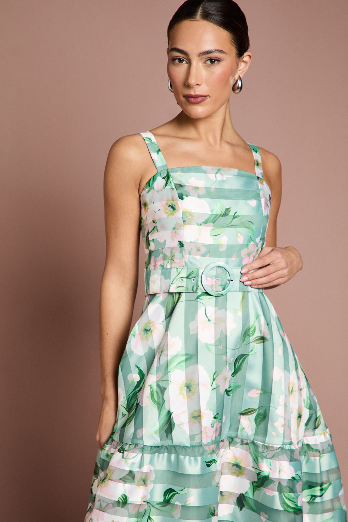 Coast Printed Floral Burnout Organza Midi Dress