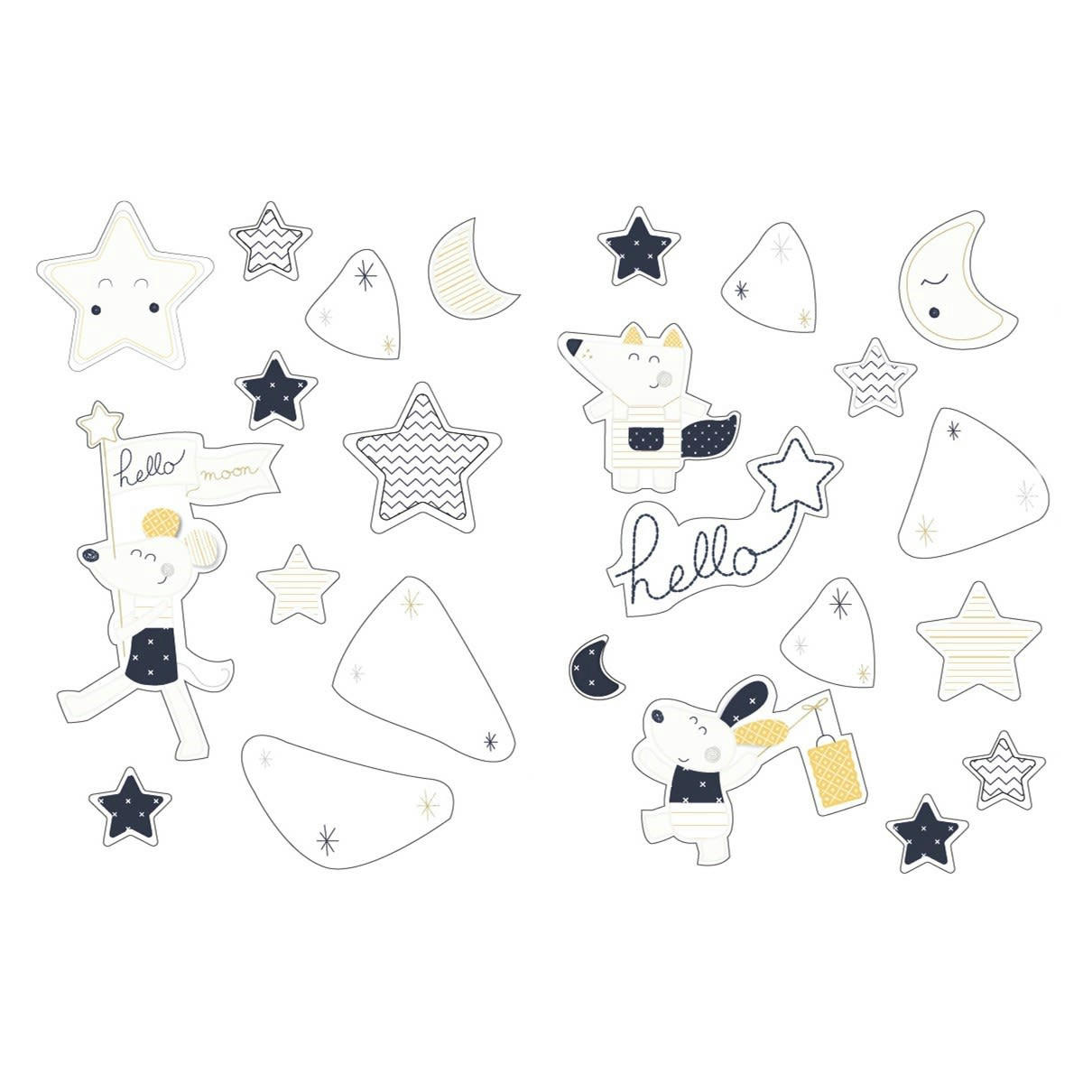 HELLO - Stickers Muraux 50x70cm en Adhésif Bleu