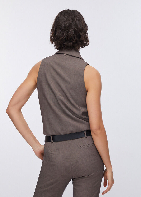 Gilet body in tessuto m&eacute;lange