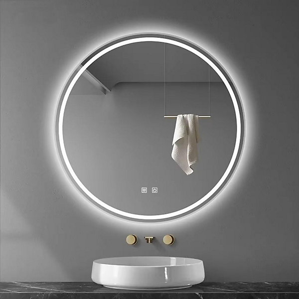 MIROIR REA LED MMJ 80CM BRUSH STEEL 2X80X80CM