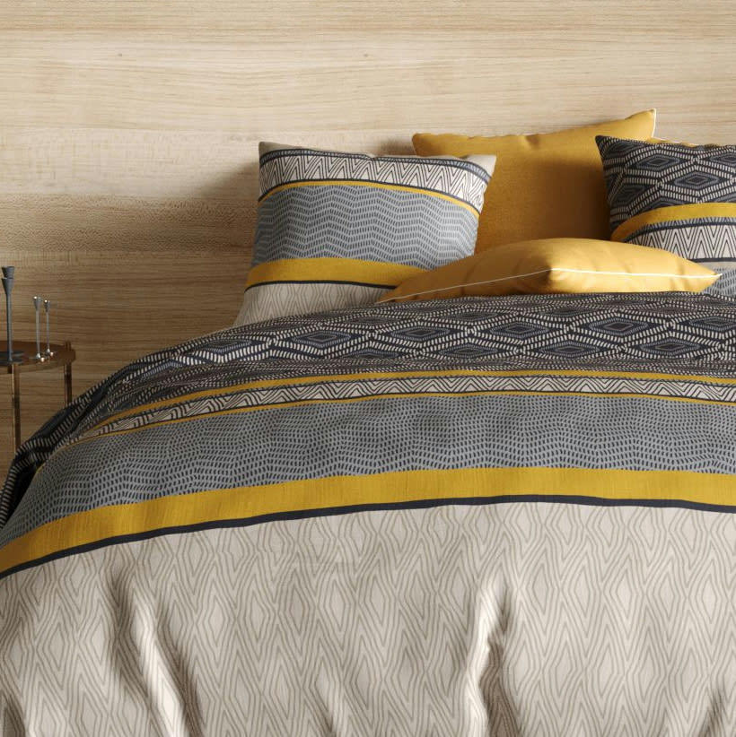 DELMAS - Parure housse de couette coton gris 240x260 cm