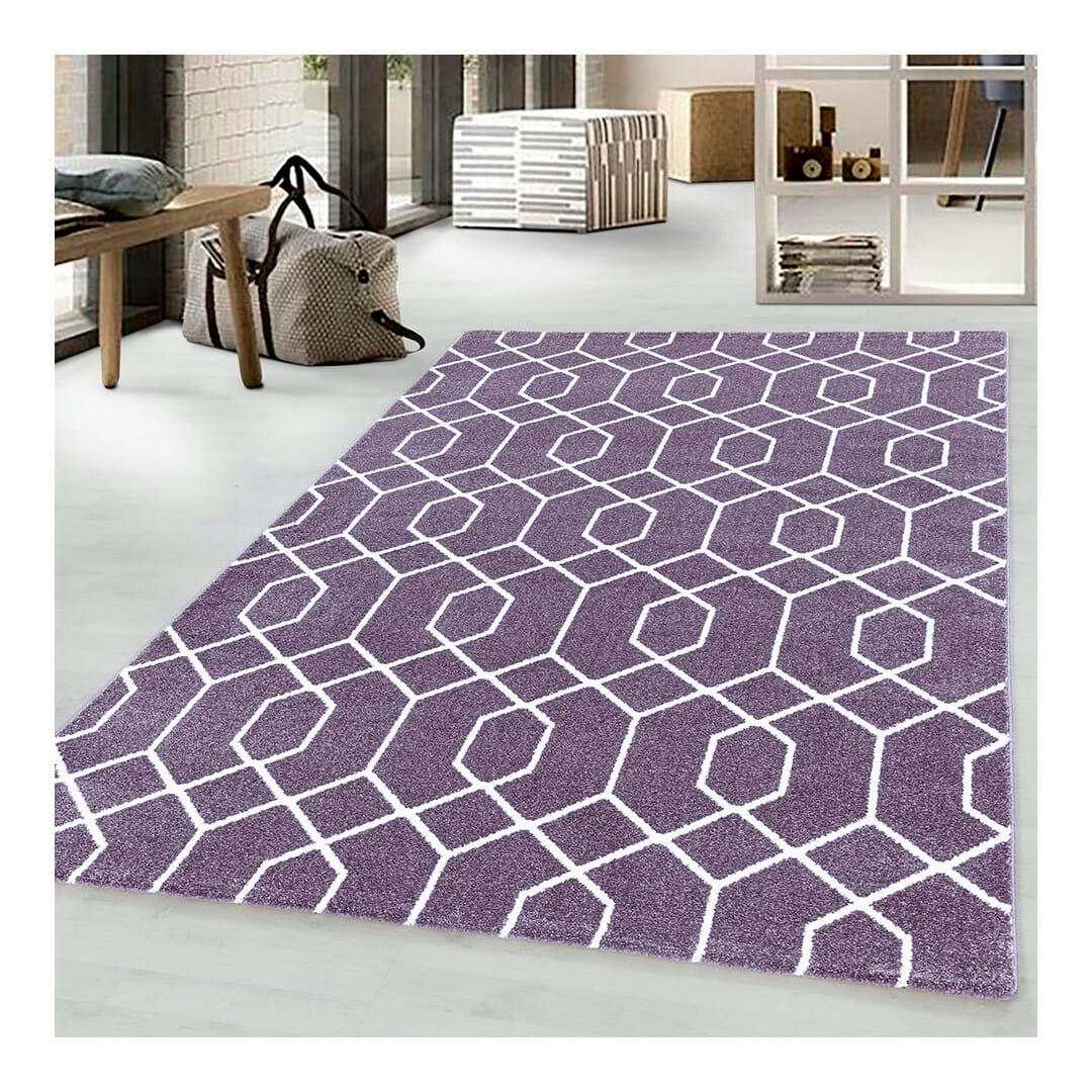 HUPPE - Tapis géométrique scandinave en polypropylène violet 200x290