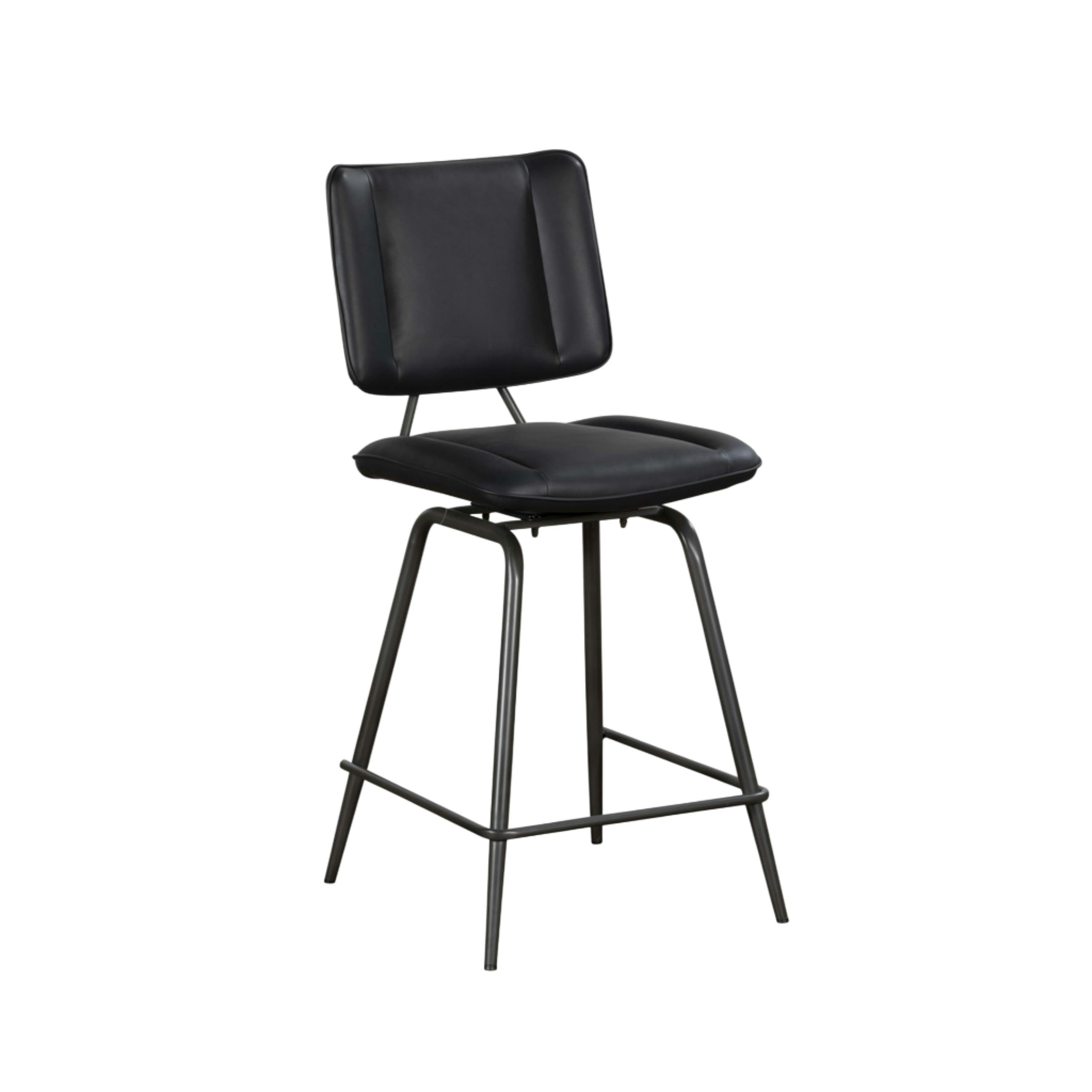 Chaise de bar noire à pieds métal, décor bouton (lot de 2) OKA