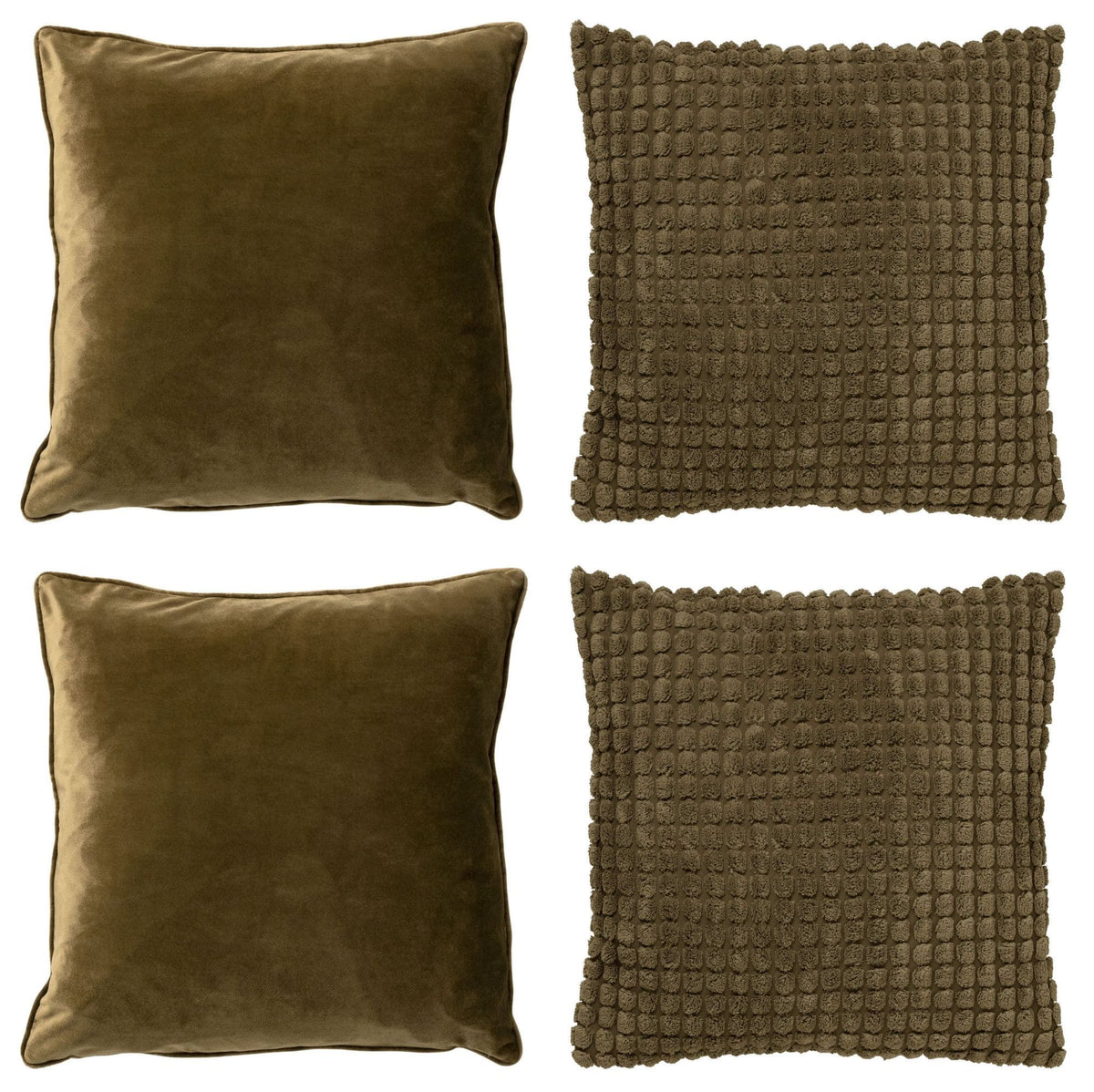 Dutch Decor - KUSSENSET - 4-delig - Texture Harmony - 45x45 cm - inclusief binnenkussens - groen