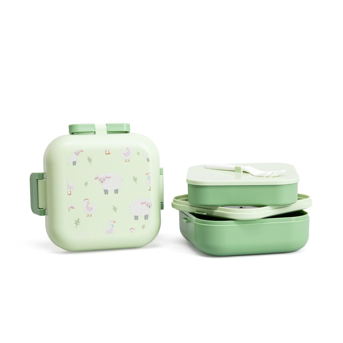 Lunchbox B2 PECORA zielony w owieczki 1150ml
