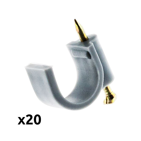 Lot de 20 crochets fixation diamètre 14mm - Gris - Zenitech
