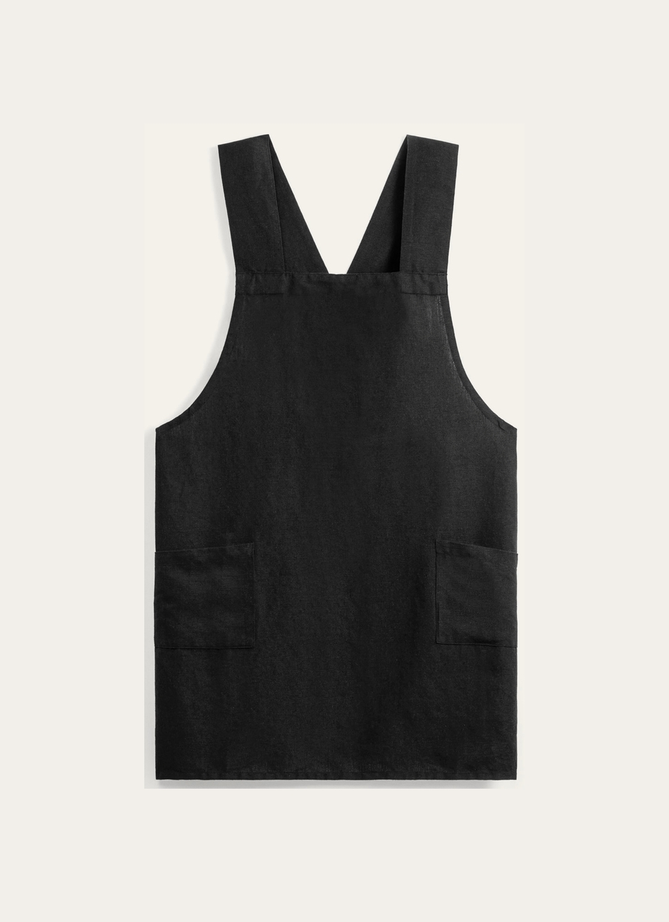 TABLIER JAPONAIS UNI EN COTON ET LIN NOIR