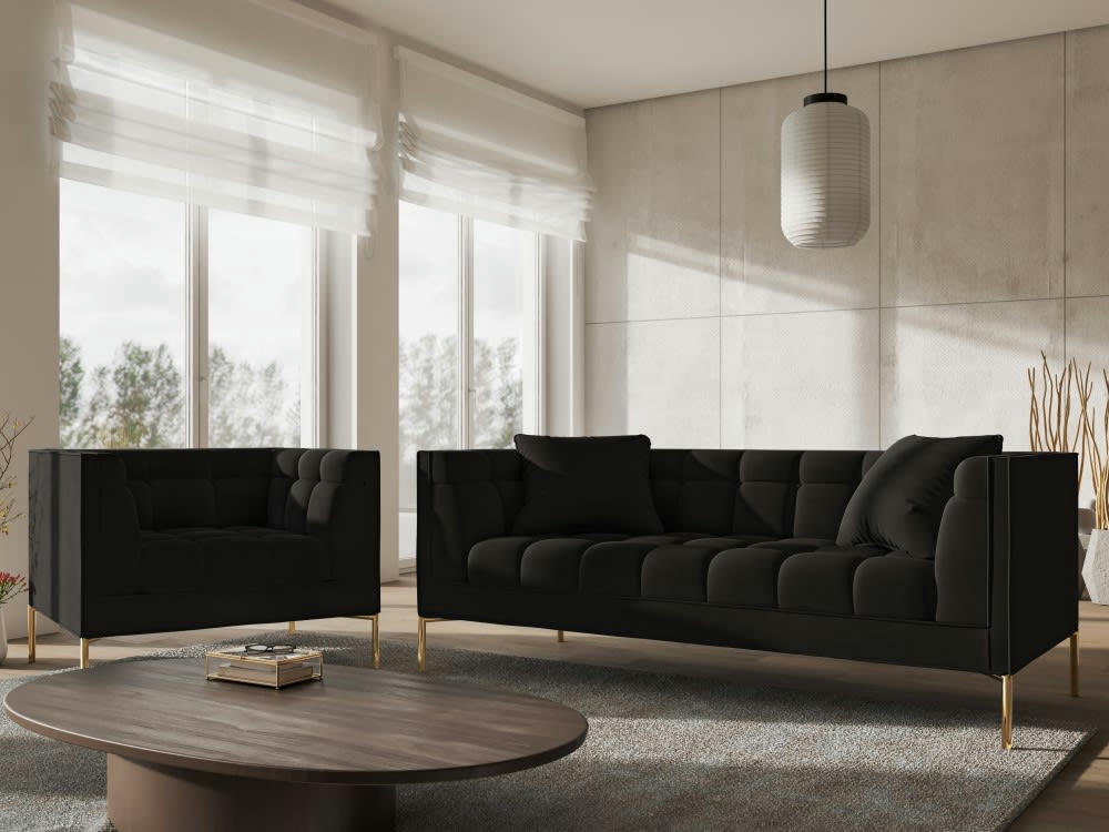 KAROO - Fauteuil velours noir