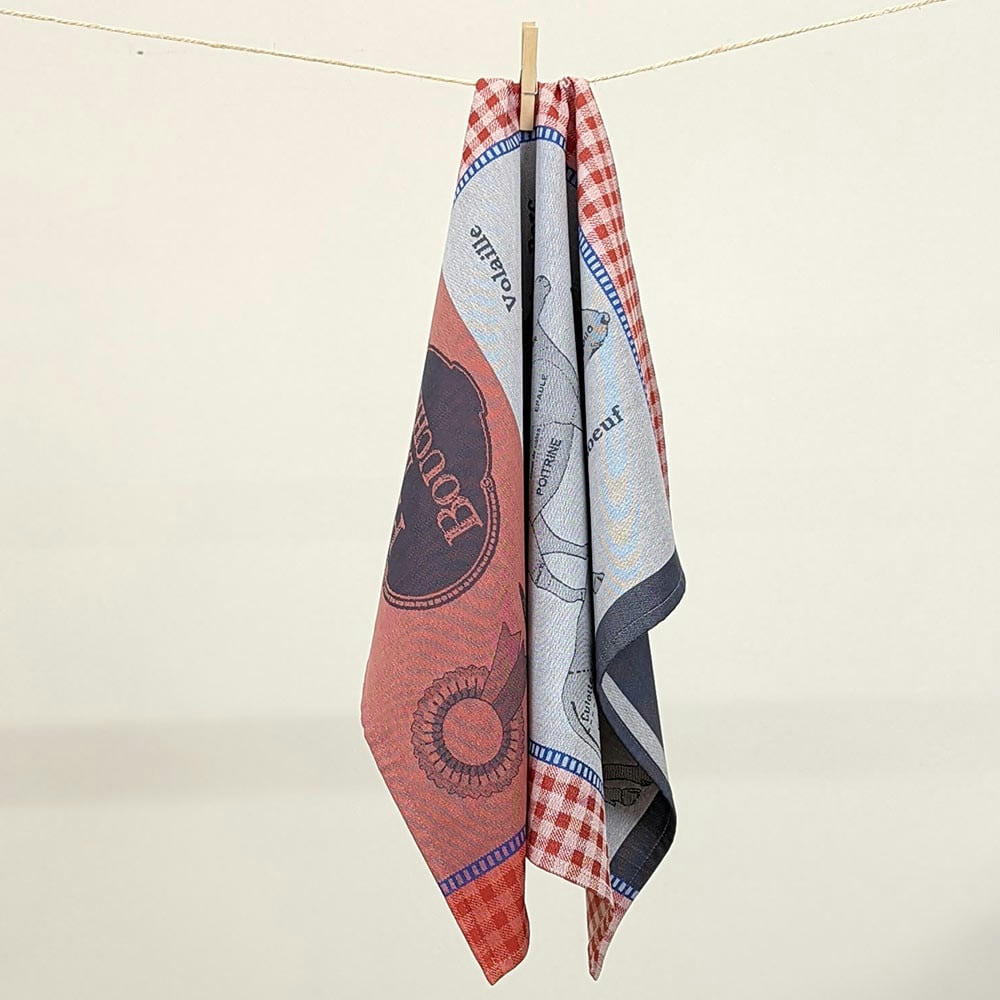 PIECE DE BOUCHERIE ROUGE - Torchon  pur coton rouge 56x77