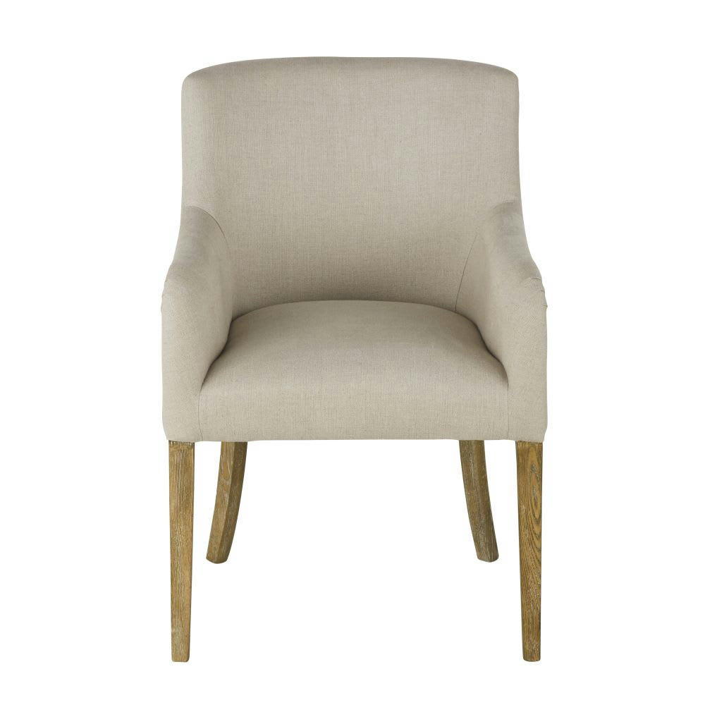 Diane - Fauteuil à dîner en lin beige ficelle