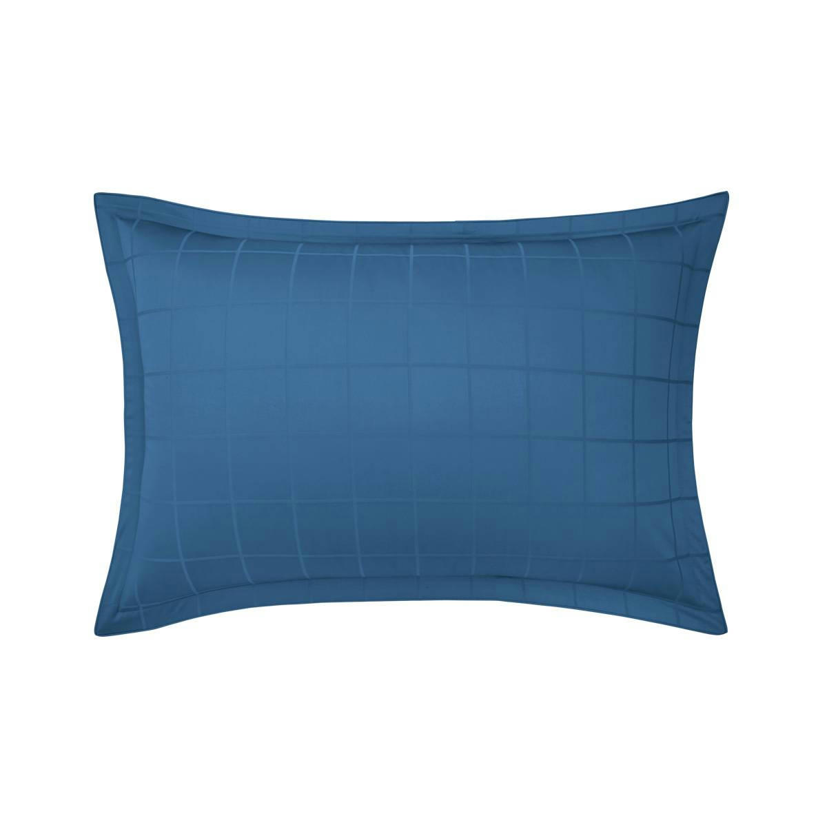 BAPTISTE - Taie d'oreiller en satin de coton bleu 50 x 75 cm