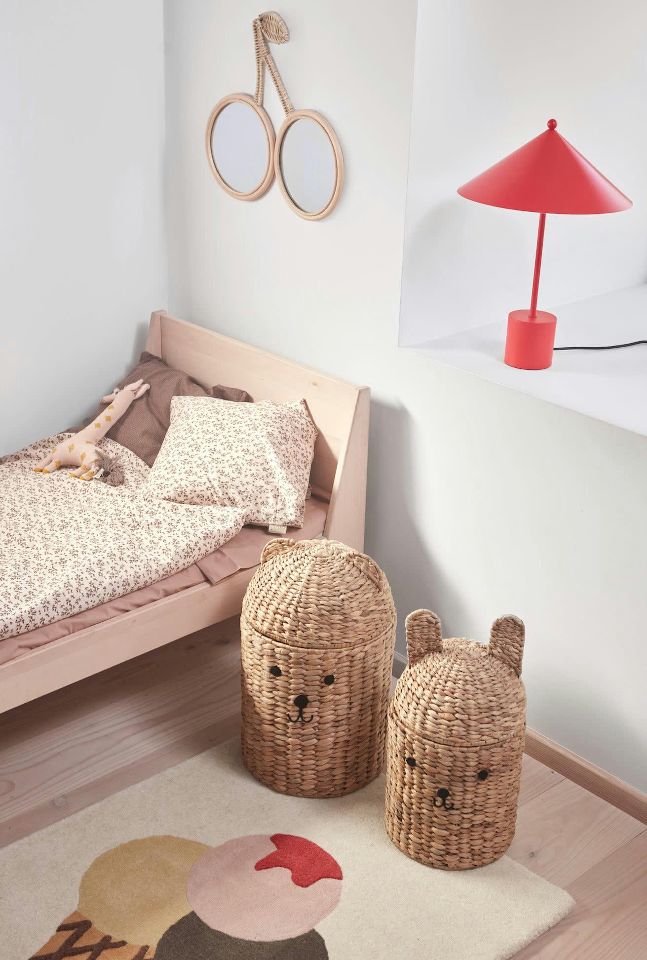 CHERRY - Miroir mural marron en rotin H42,5x49x1,5cm