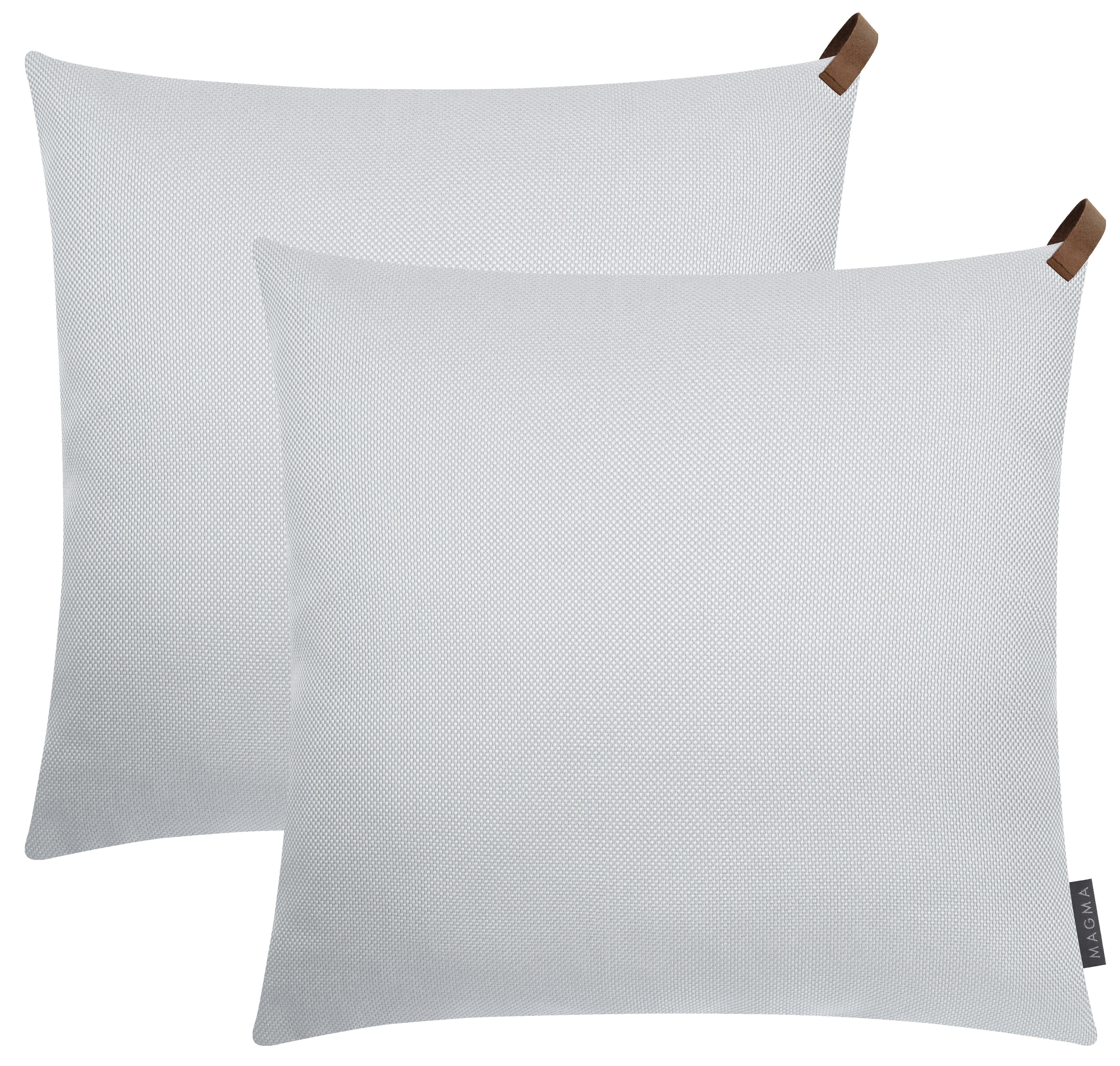 KORFU - Housses de coussin extérieur lien simili cuir gris -50x50-Lot de 2