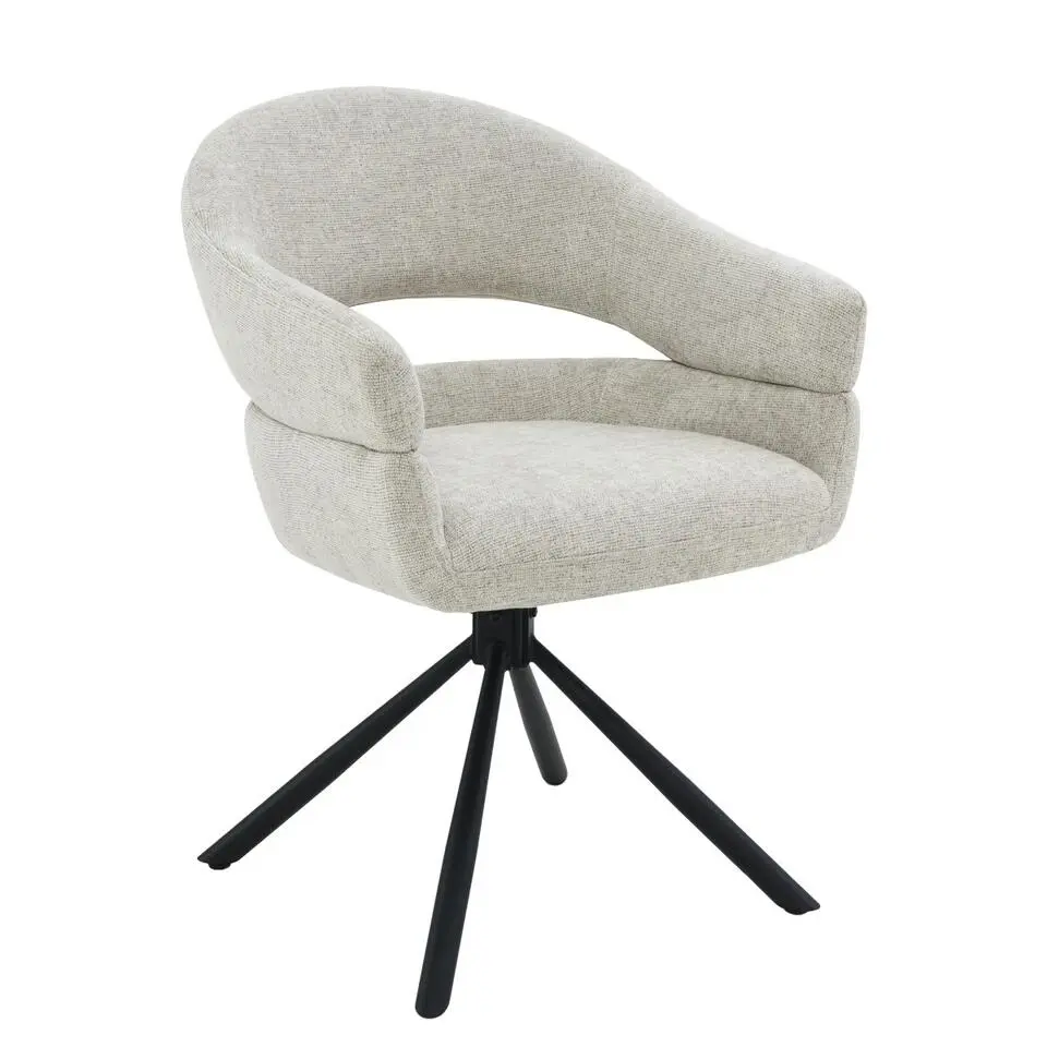 Eetkamerstoel Beige Stof - Zithoogte 51cm - Linn - Set van 2