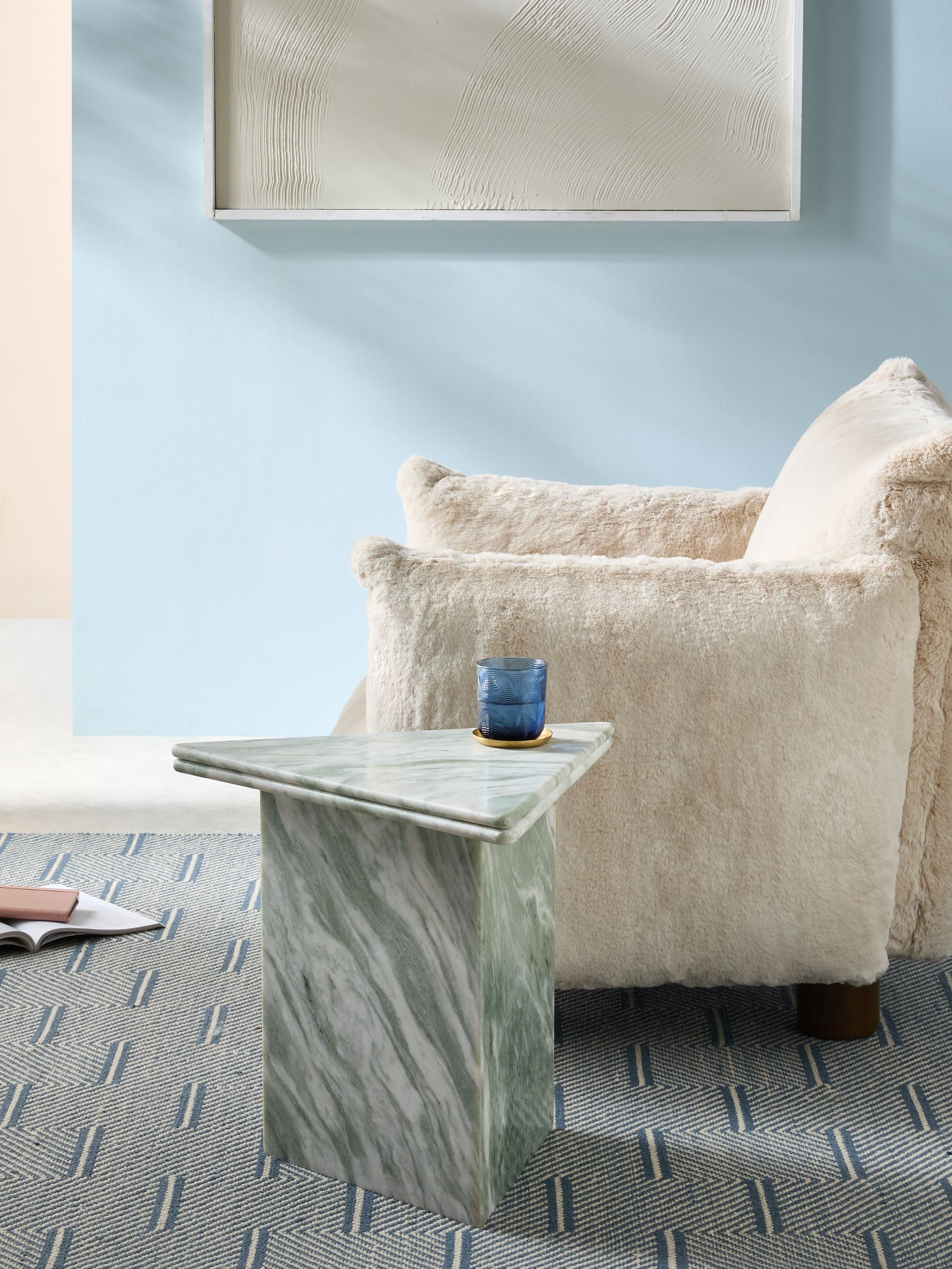 Bria Side Table in Light Green Marble