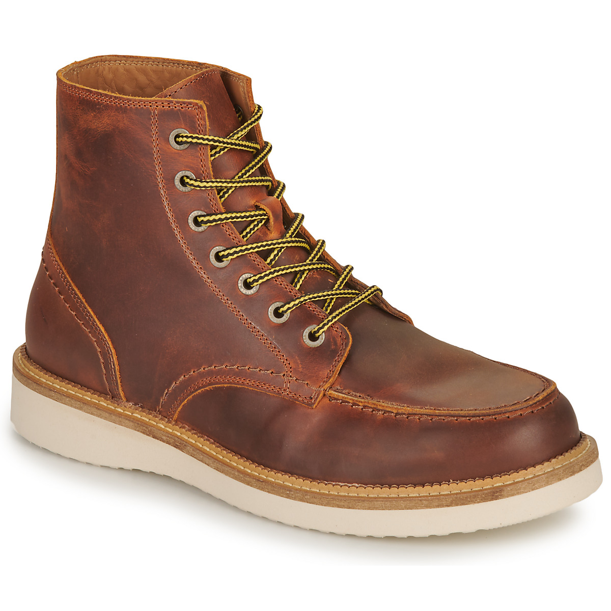 Selected - SLHTEO NEW LEATHER MOC-TOE BOOT - Cognac