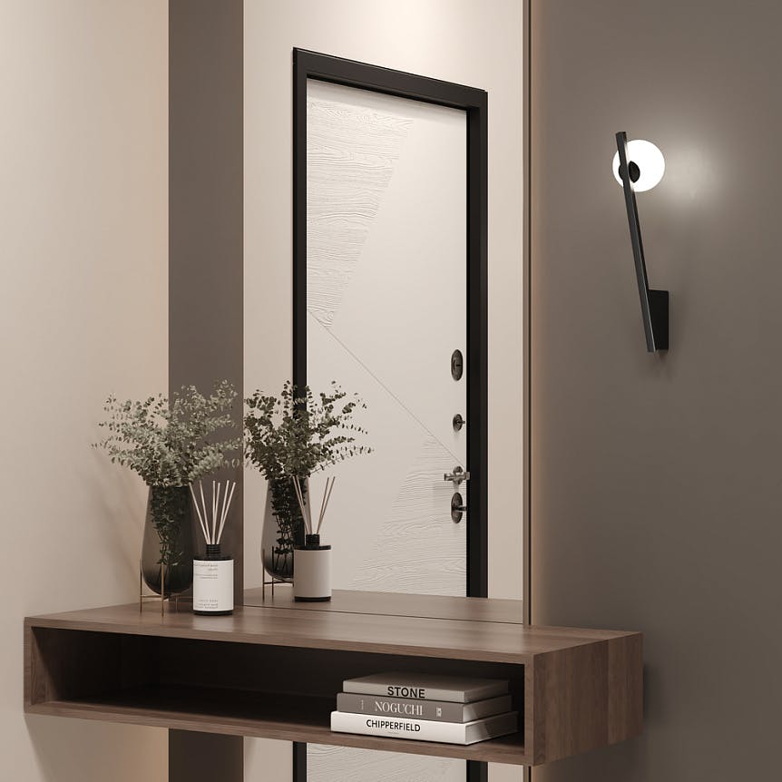 Applique murale design noire – torche & globe verre MESA
