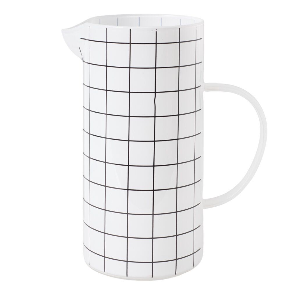 Carafe en verre 1,3L blanc quadrillage noir Ø10xH21cm