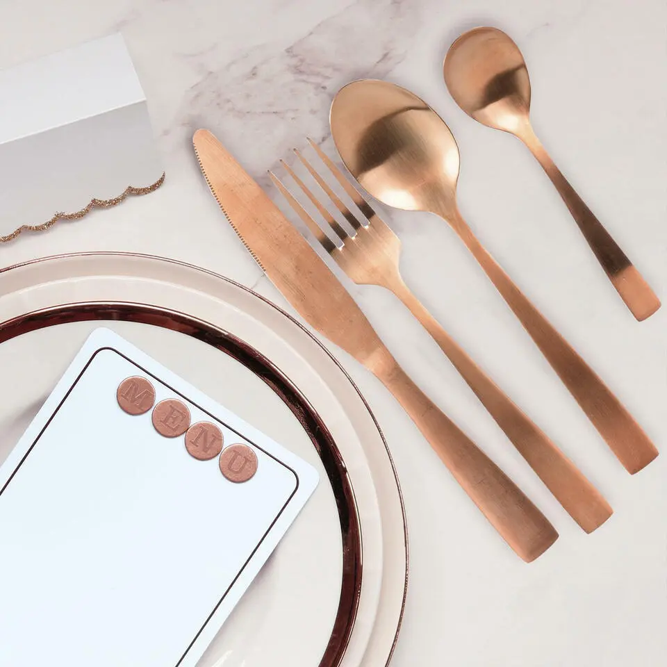 Home Deco Factory Bestekset - 16 delig - koper - RVS - 4 personen