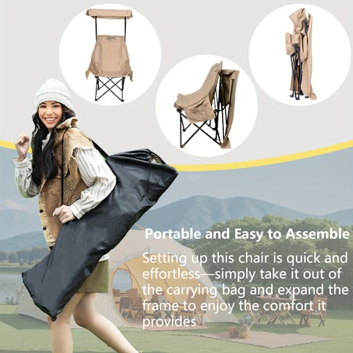 NNETM Foldable Camping Chair with Sunshade
