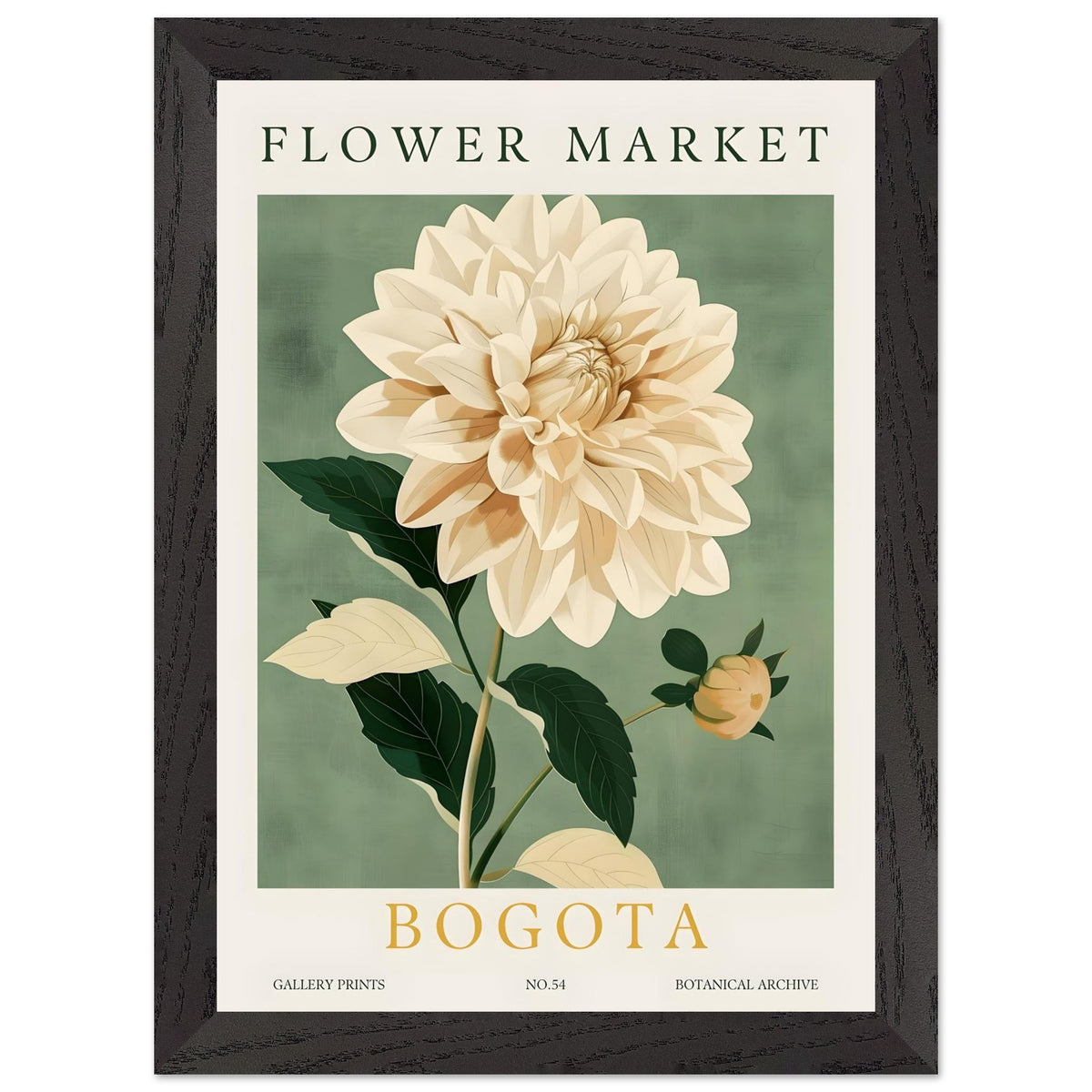 Artfulprints Poster met Lijst Flower market - Bogota  - A4 21x29.7 cm - Groen