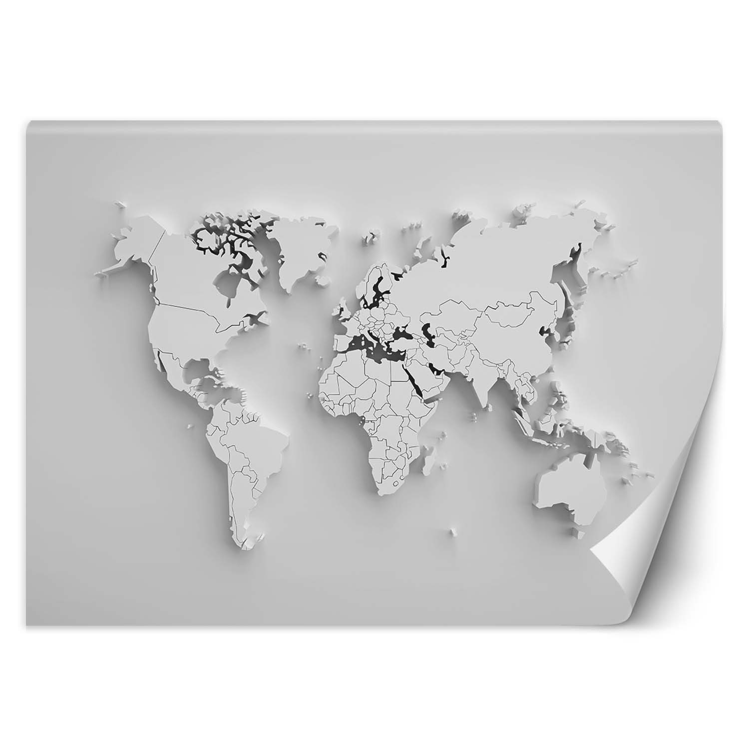 Feeby Fototapeta, Biała mapa świata 3D 150x105