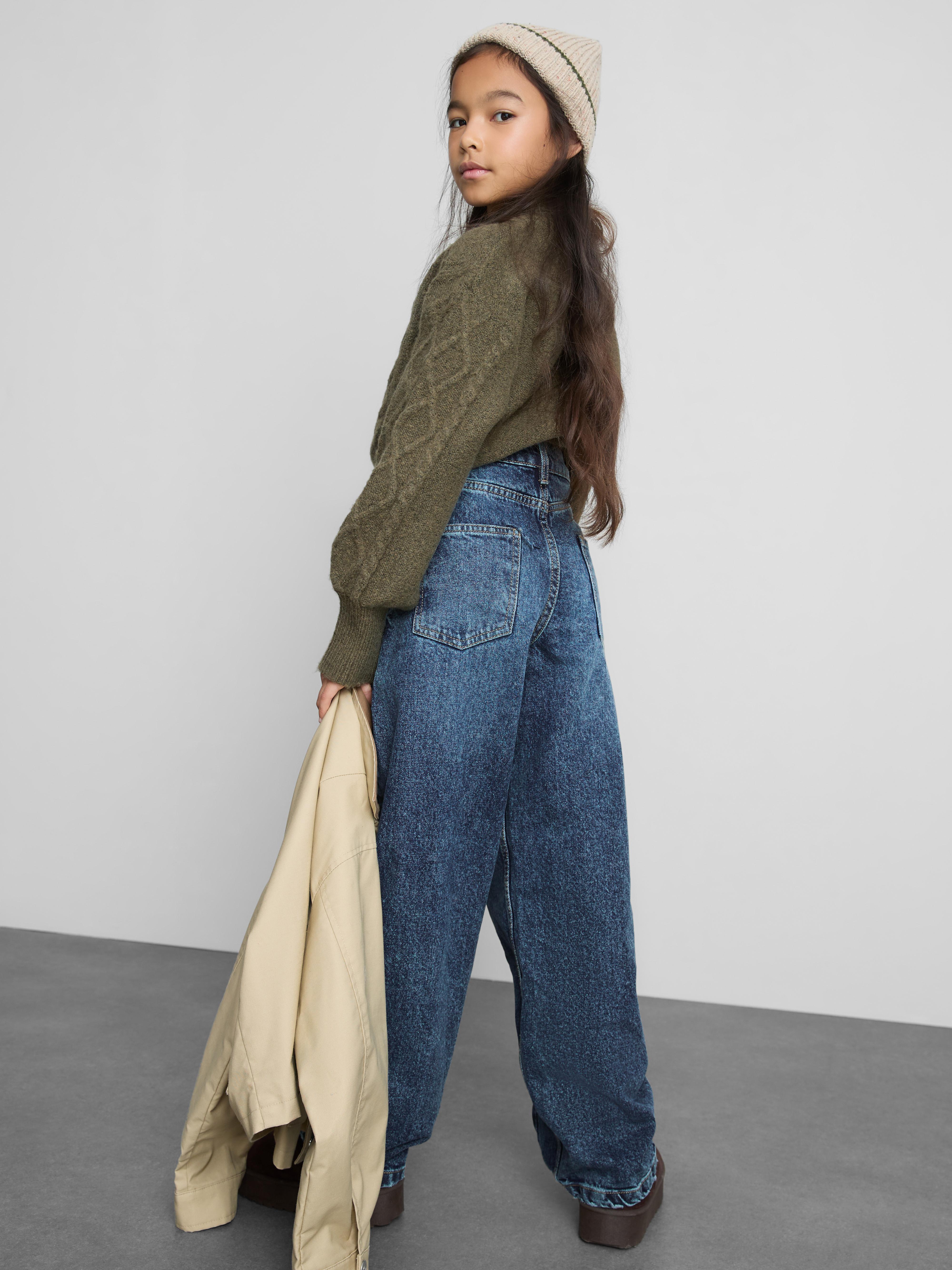 7-15yrs | Seam Detail Barrel Leg Jeans