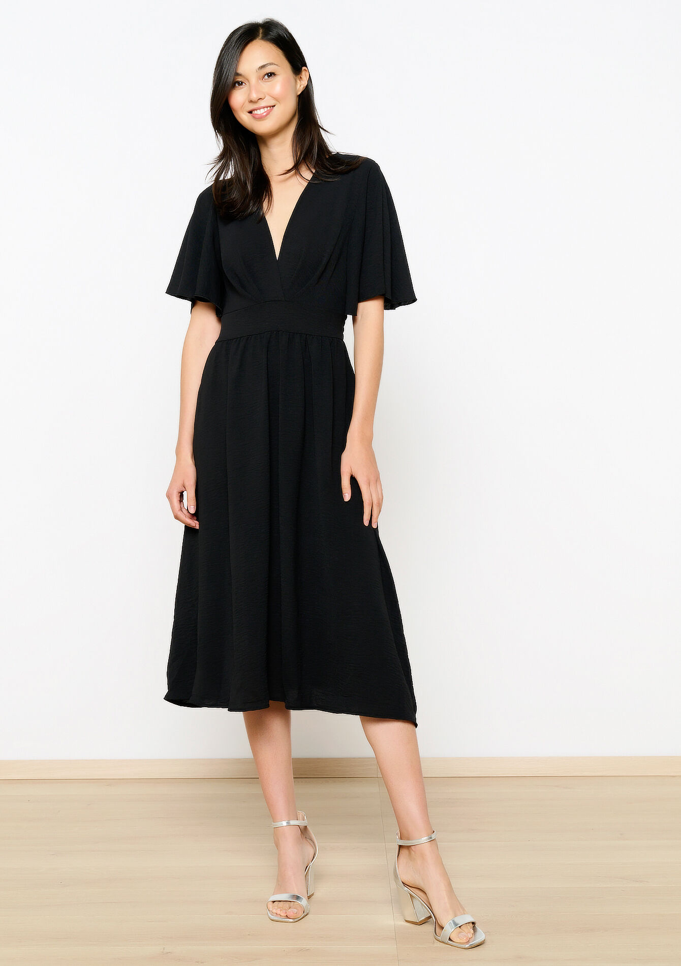 Midi-jurk met V-hals