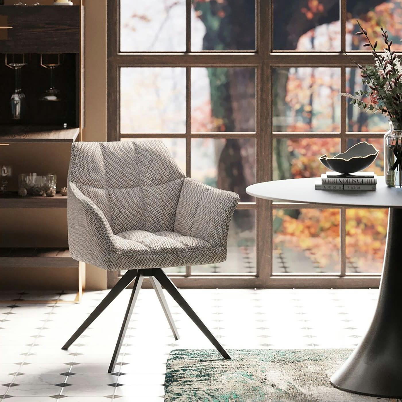THINKTANK - Chaise avec accoudoirs pivotante Thinktank grise Kare Design