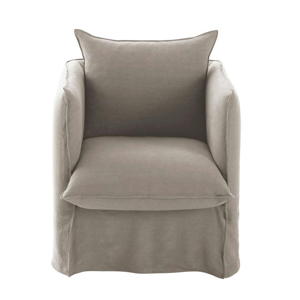 Louvain - Housse de fauteuil en lin supérieur beige ficelle
