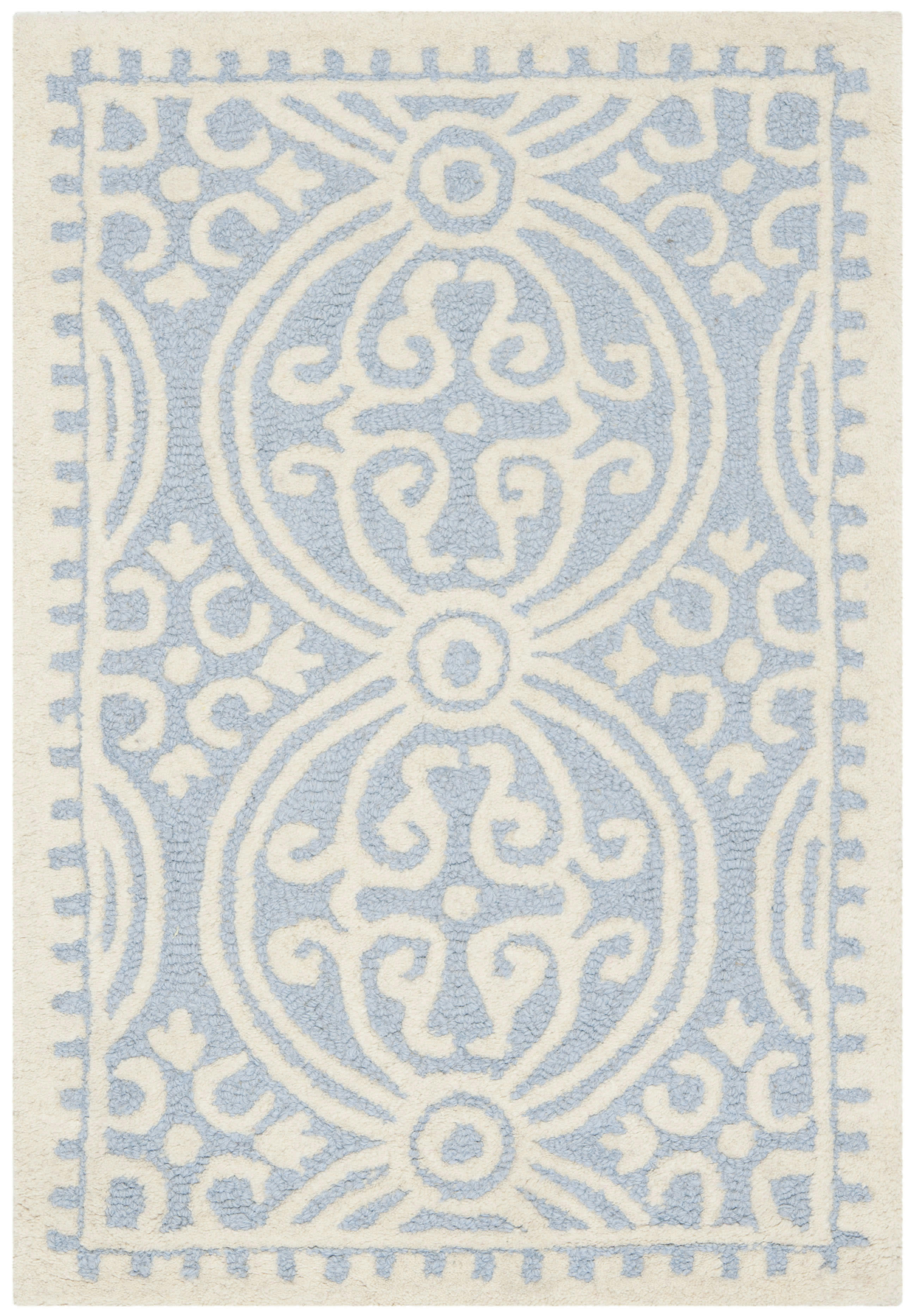 CAMBRIDGE - Tapis de salon interieur en bleu clair & ivoire, 91 x 152 cm