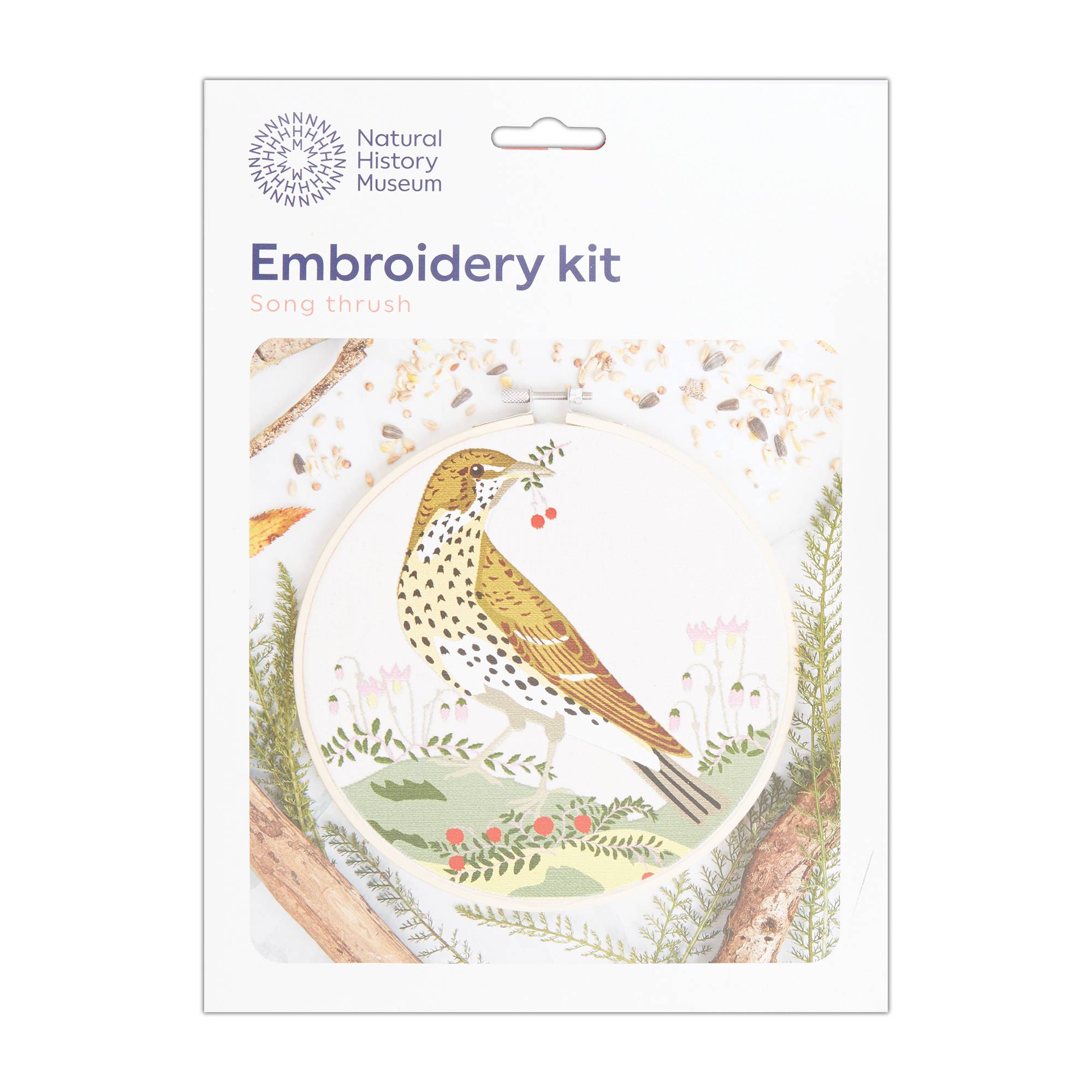 Natural History Museum Song Thrush Embroidery Kit 8 Inches