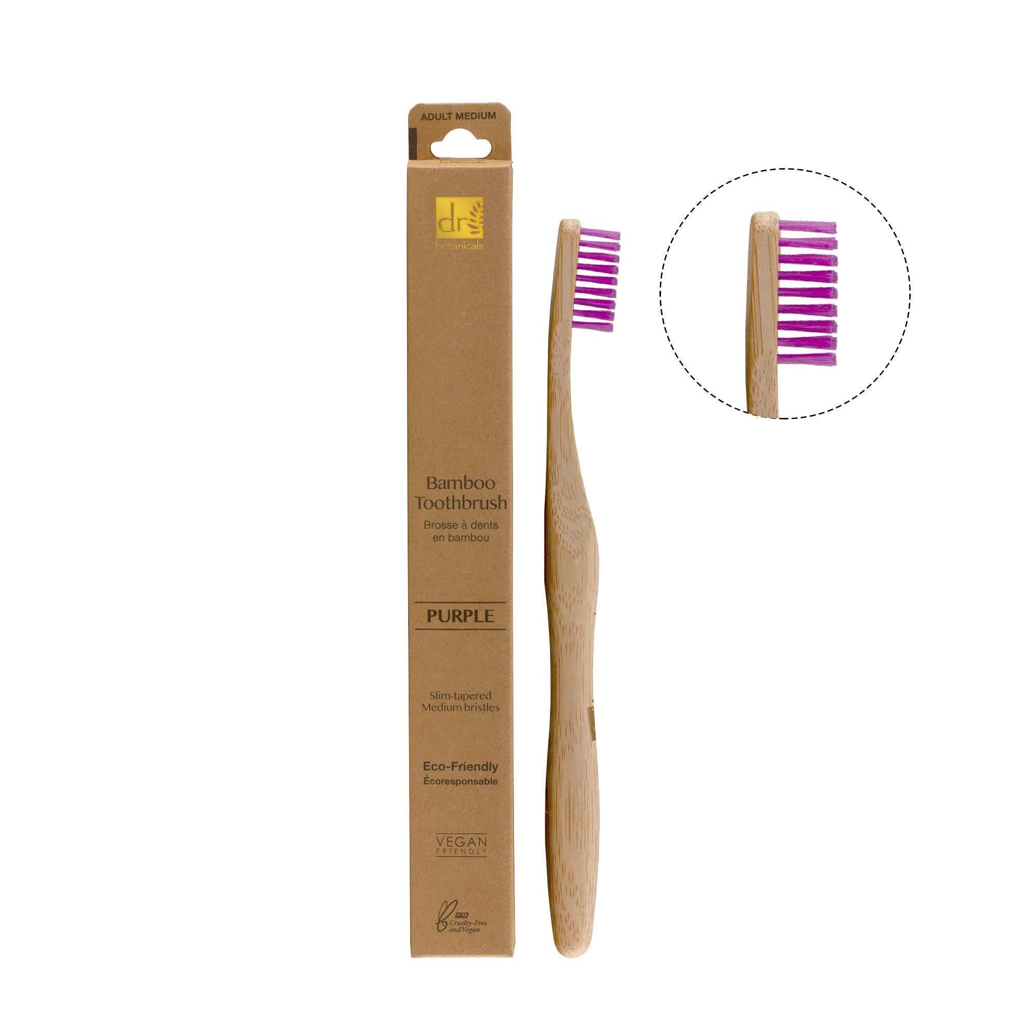 Dr. Botanicals Bamboo Toothbrush Purple x 2 Duo Set